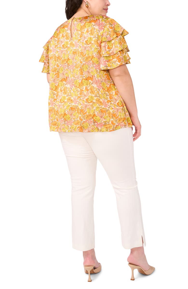 Vince Camuto Tiered Ruffle Sleeve Top, Alternate, color, Crushed Orange