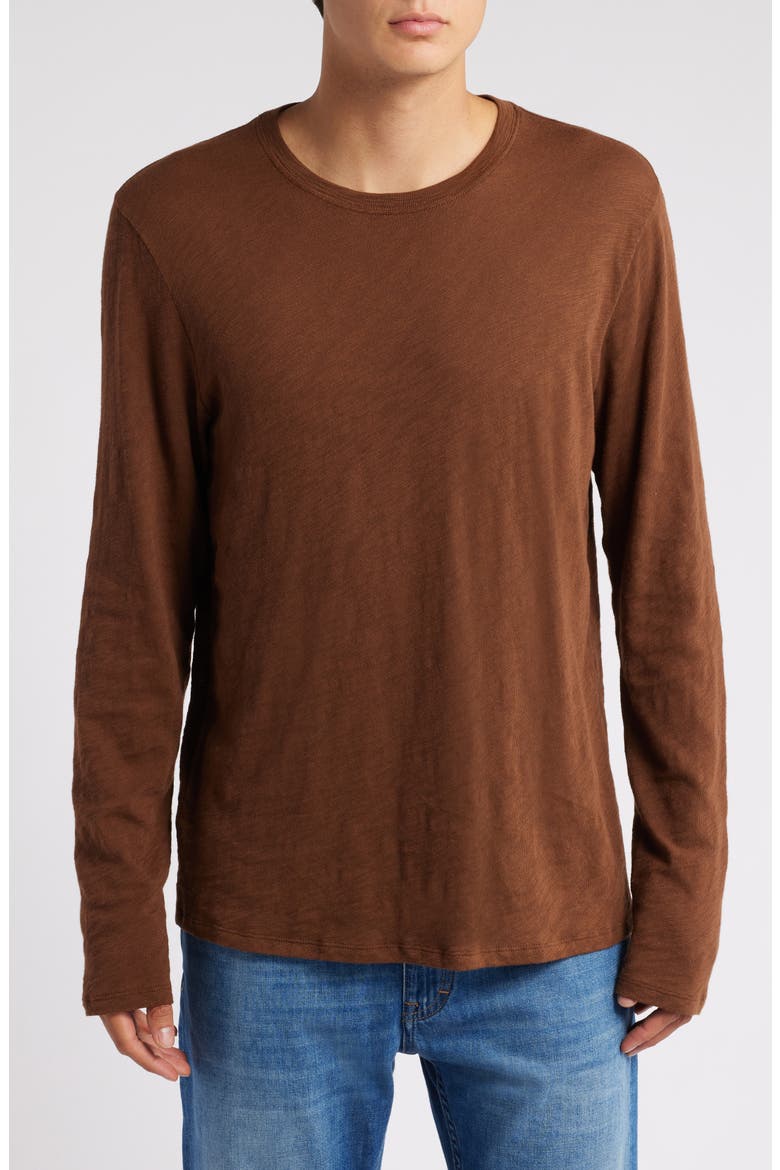 Destroyed Long Sleeve T-Shirt, Main, color, PECAN BROWN
