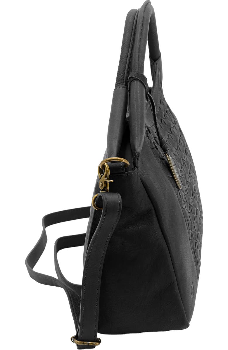 Børn Woven Leather Satchel, Alternate, color, Black