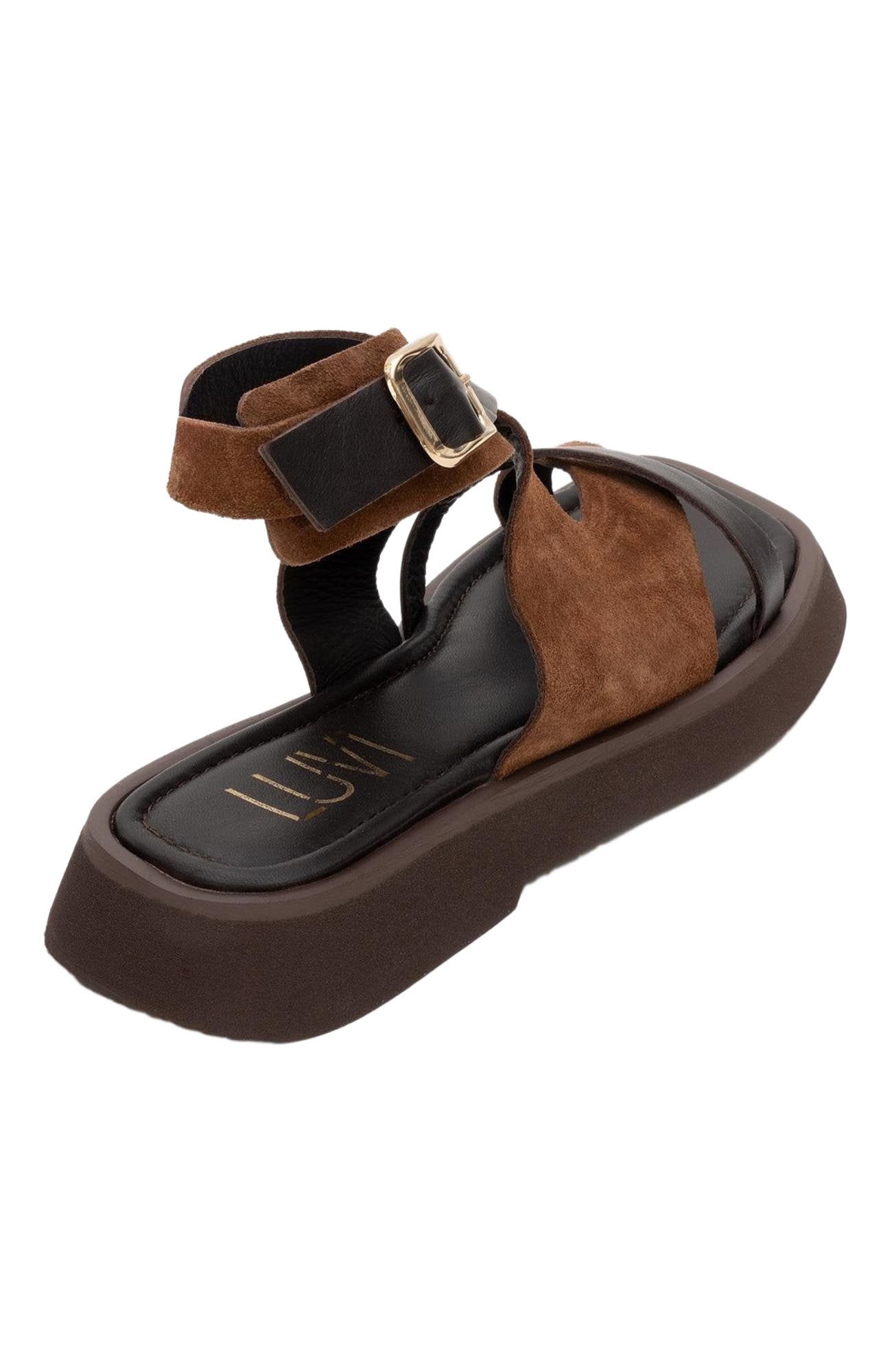 Forever 
Always Shoes Minnea Suede Leather Sandal, Alternate, color, Brown Suede Leather