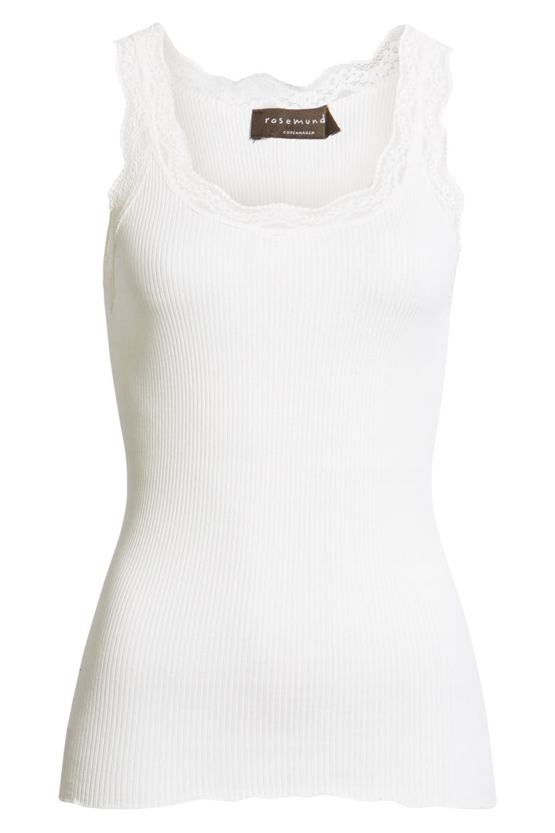 Lace Trim Rib Silk Blend Tank, Alternate, color, NEW WHITE