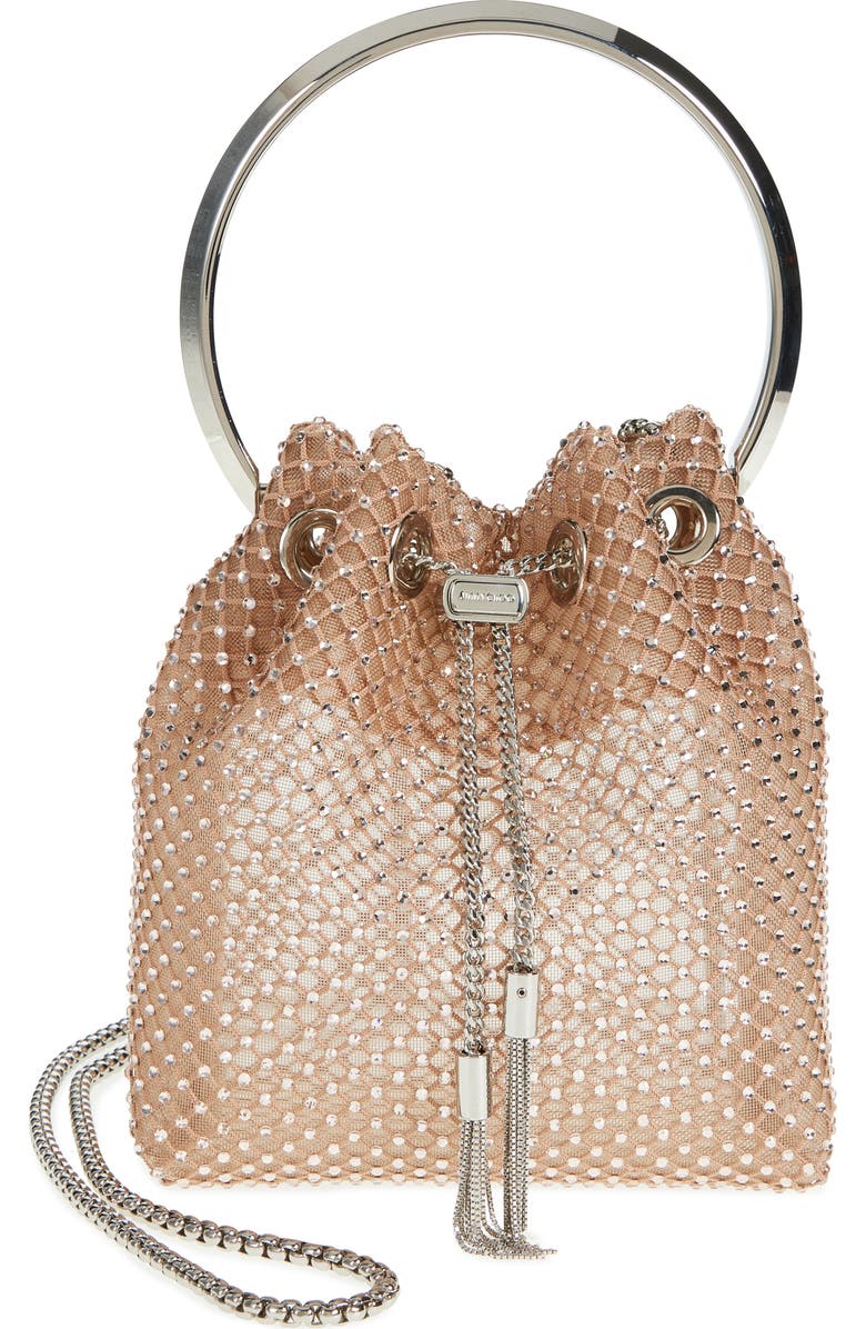 Jimmy Choo Bon Bon Crystal Mesh Pouch, Main, color,