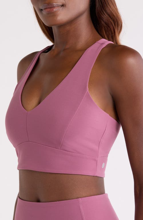 Zella Studio Luxe V-neck Racerback Sports Bra In Pink
