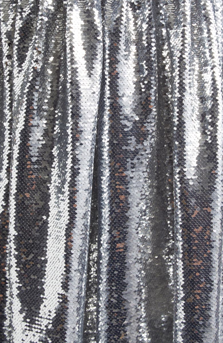Simone Rocha Tapered Back Flounce Sequin Dress, Alternate, color, Silver