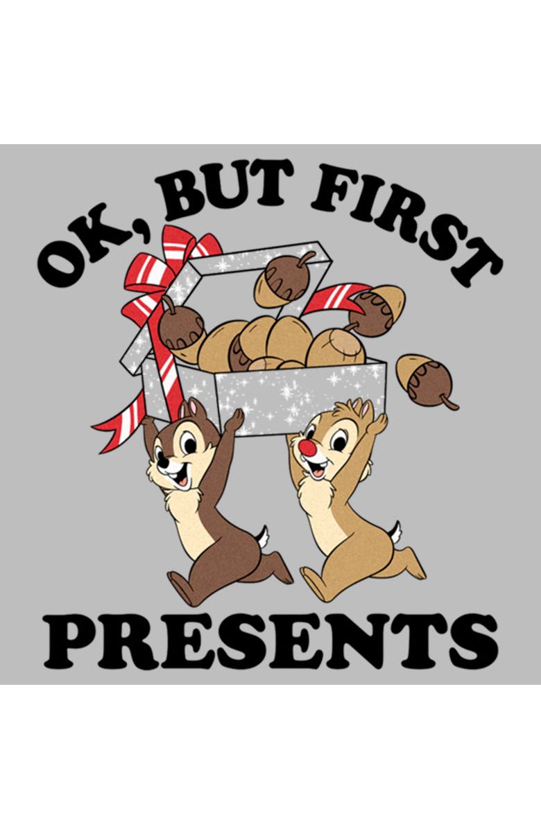 Chip 'n Dale Women's Chip 'n Dale But First Christmas Presents  Graphic T-Shirt, Alternate, color, Athletic Heather