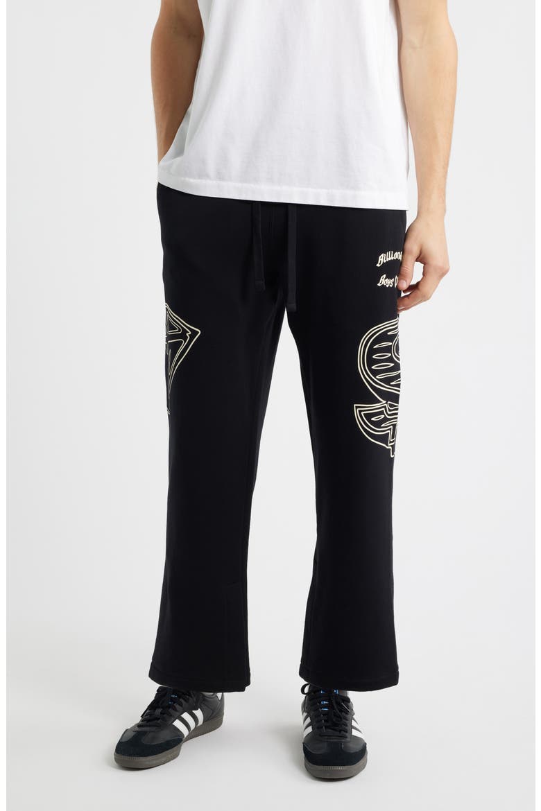Dual Graphic Cotton Sweatpants, Main, color, BLACK