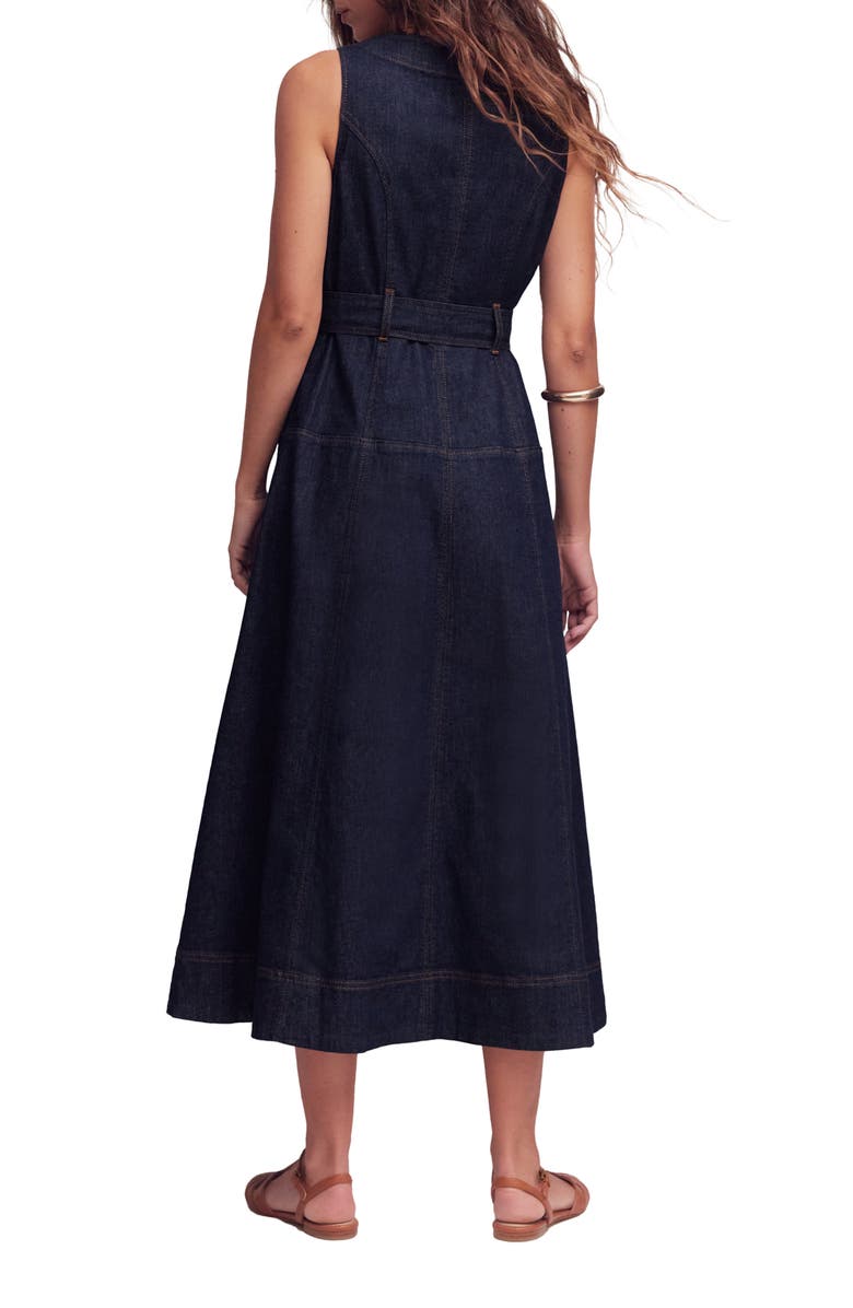 Boden Sleeveless Zip Denim Dress, Alternate, color, Indigo Wash