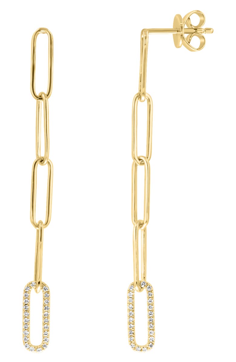 EFFY Diamond Pavé Paperclip Drop Earrings, Alternate, color,