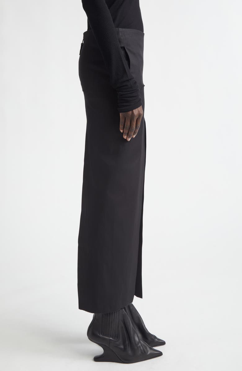 Rick Owens Sliced Stretch Poplin Maxi Skirt, Alternate, color, Black