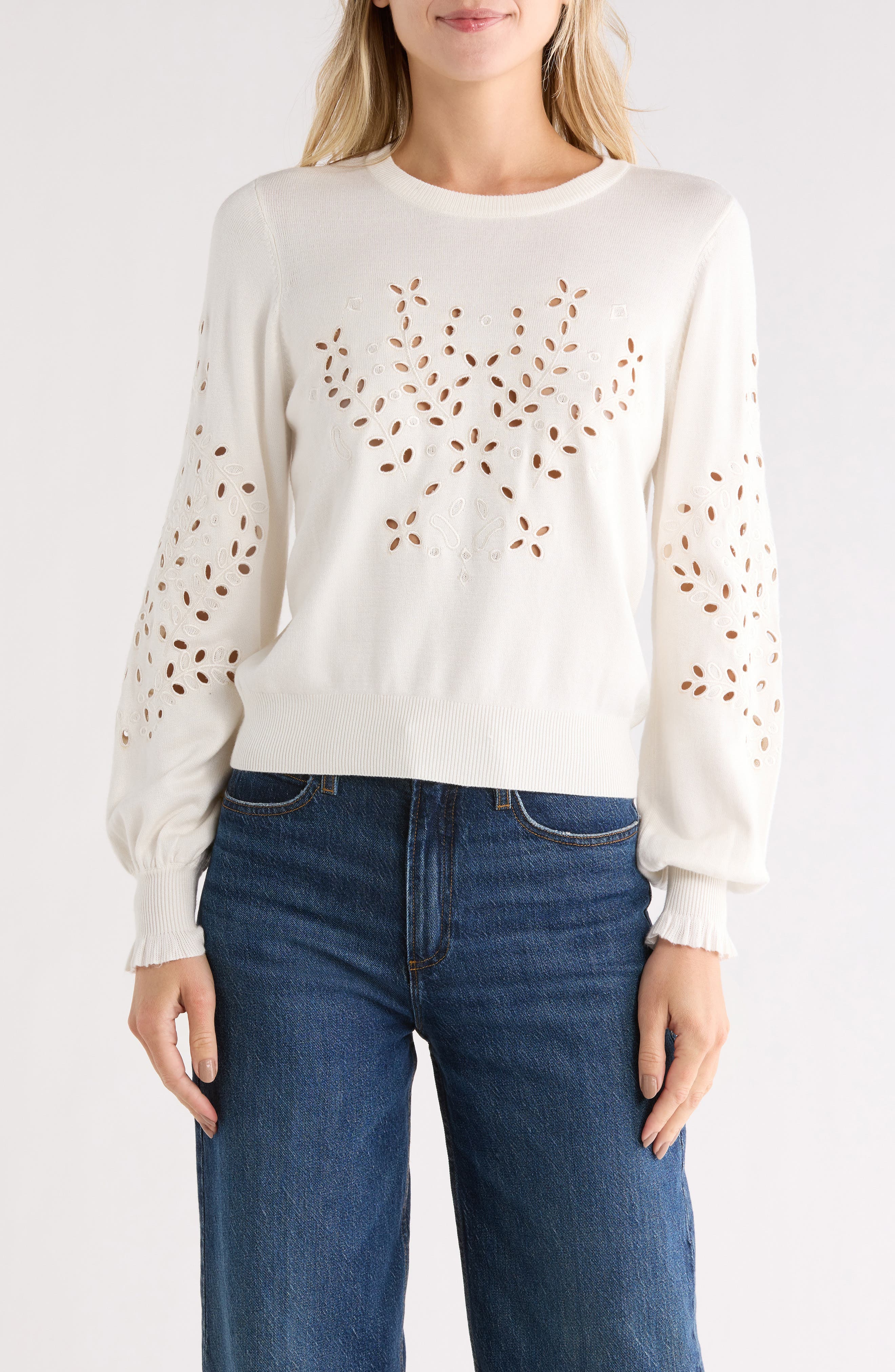 Eyelet Embroidered Sweater - image 3