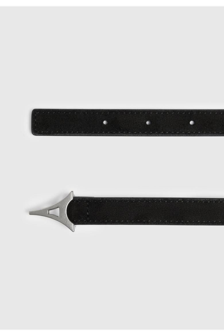 Leonie Slim Suede Belt With Gold Hardware, Main, color, Black