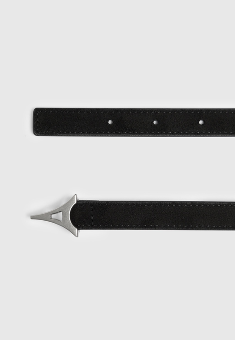 Leonie Slim Suede Belt With Gold Hardware