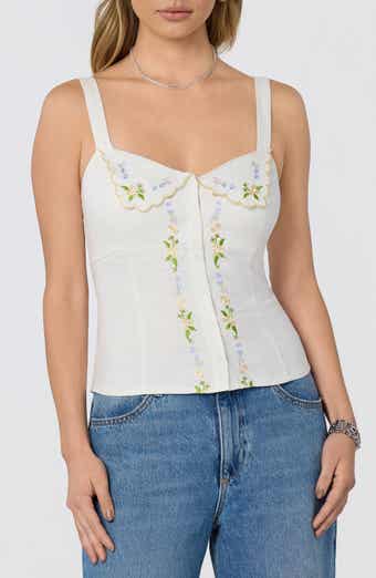 Shayna Floral Embroidered Button-Up Top
