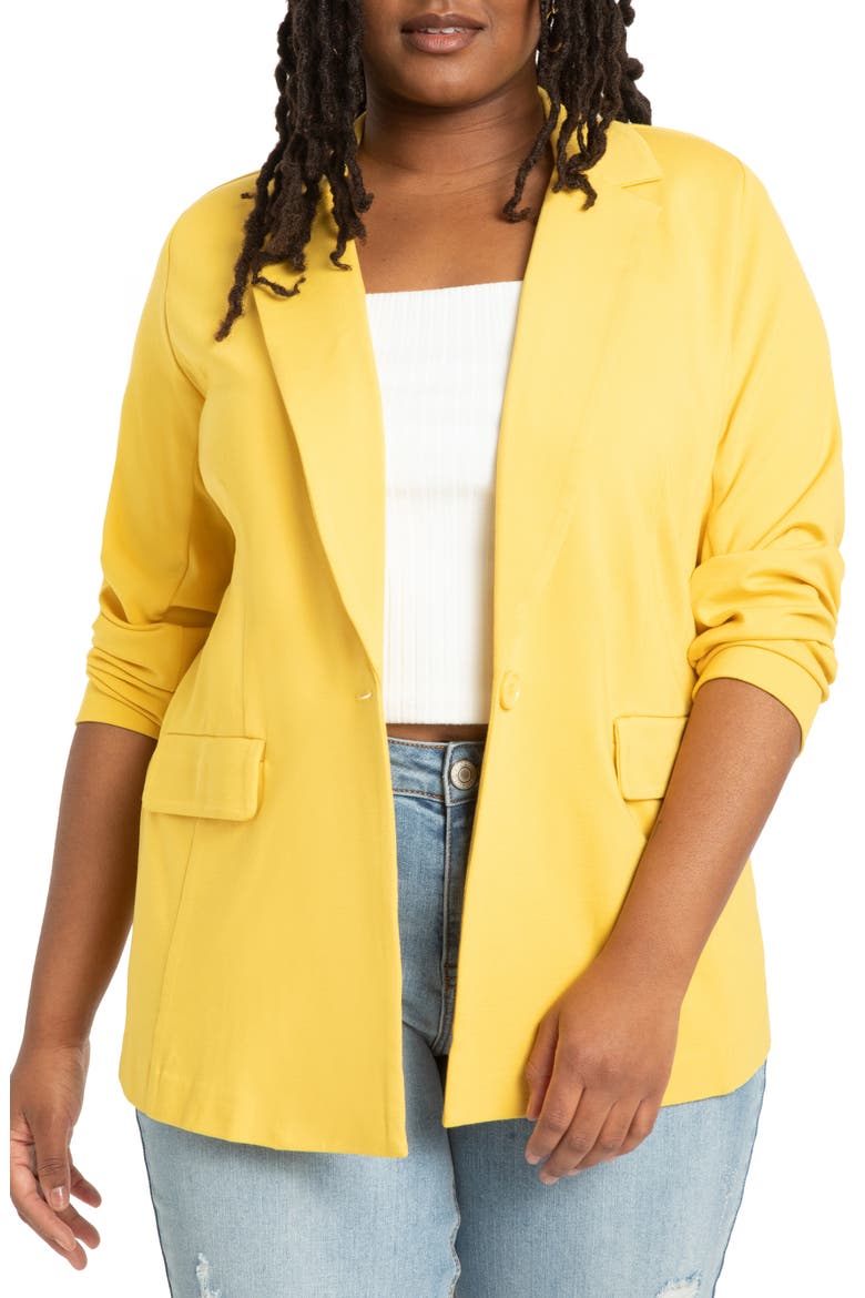 Ponte Knit Longline Blazer, Main, color, SPICY MUSTARD
