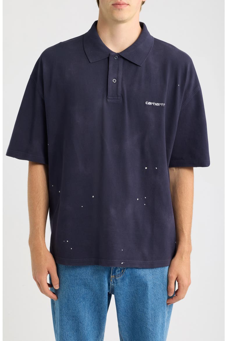 Painter Cotton Piqué Polo, Main, color, DARK NAVY
