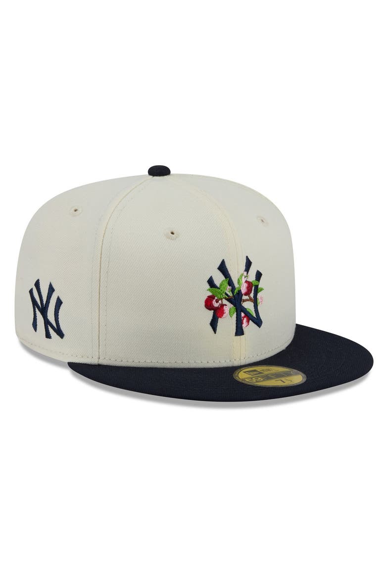 Men's New Era White/Navy New York Yankees Blossom 59FIFTY Fitted Hat, Main, color, White