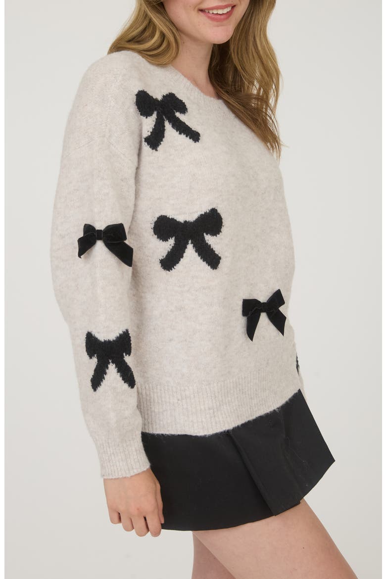 Bow Embellished Sweater, Alternate, color, OATMEAL