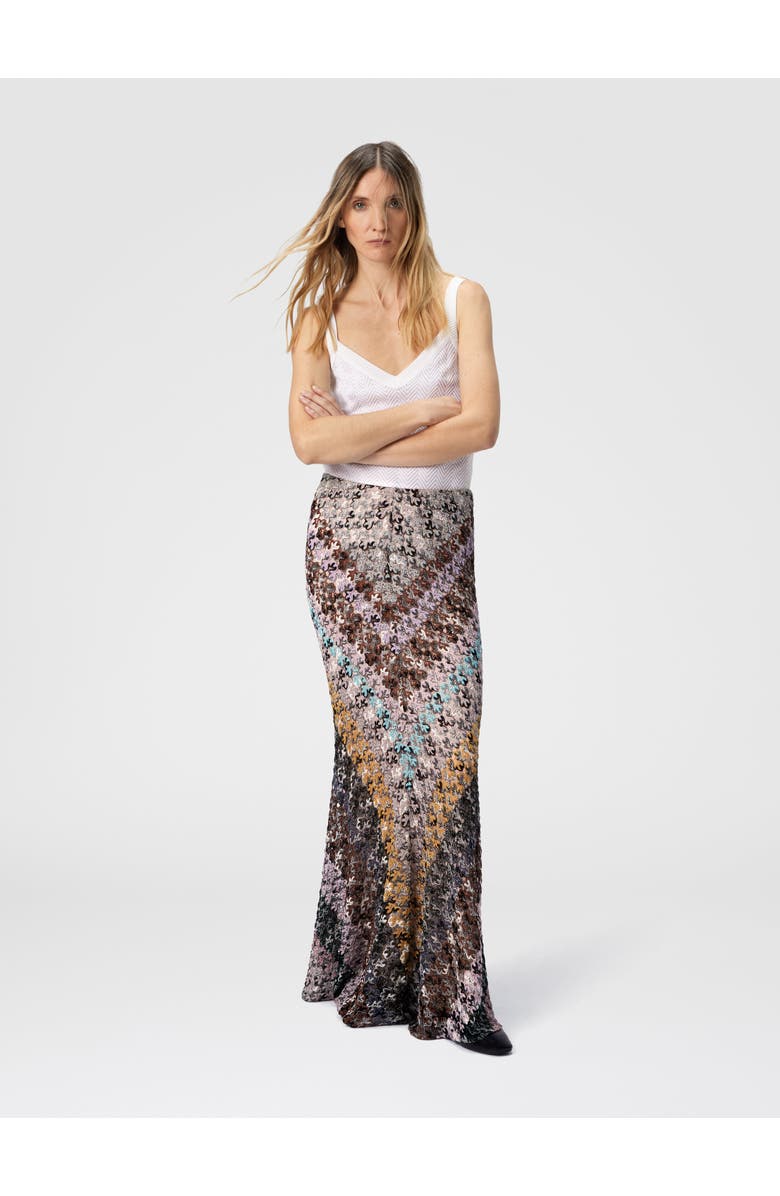 Missoni Flared Long Skirt In Lace, Alternate, color, Multicoloured
