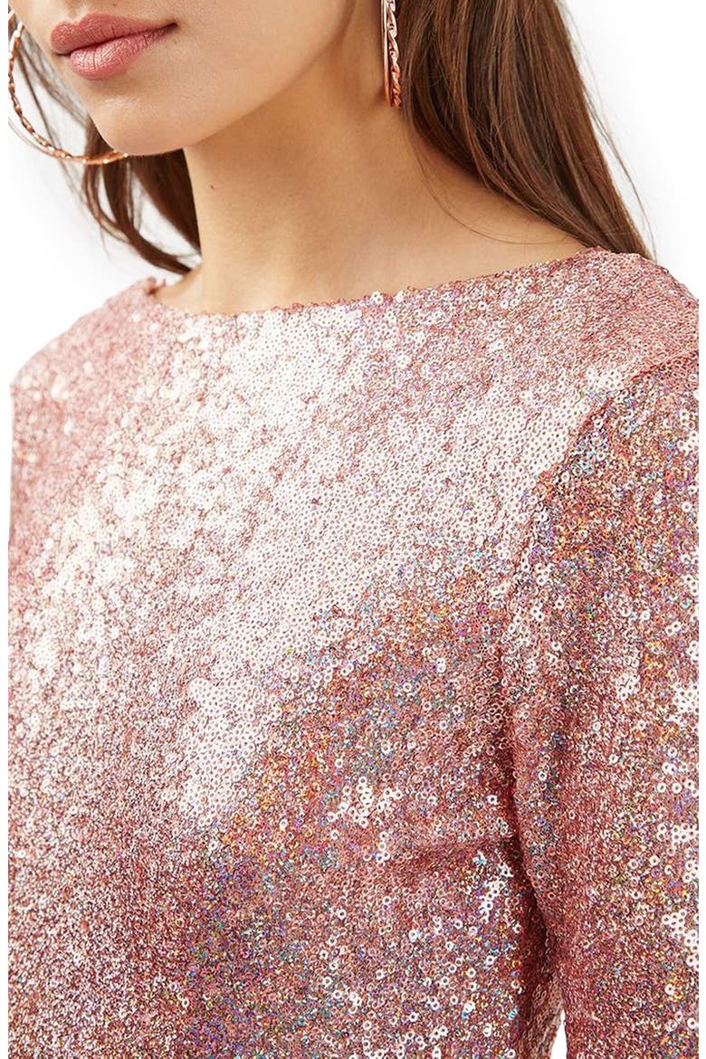 Sequin Body-Con Minidress, Alternate, color, PINK