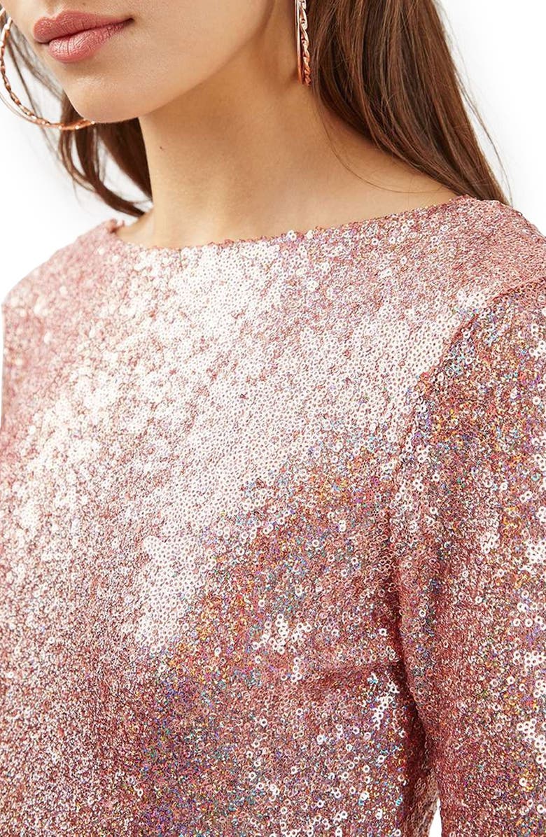 Topshop Sequin Body-Con Minidress, Alternate, color, 