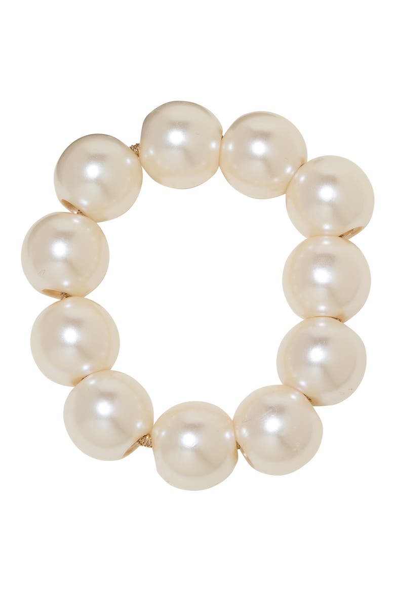 Henley Faux Pearl Ponytail Holder, Main, color, PEARL