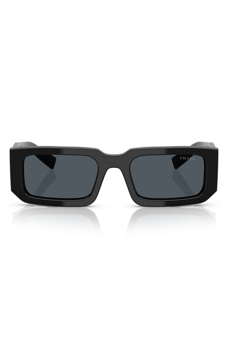 Prada 53mm Rectangular Sunglasses, Main, color, Black Grey