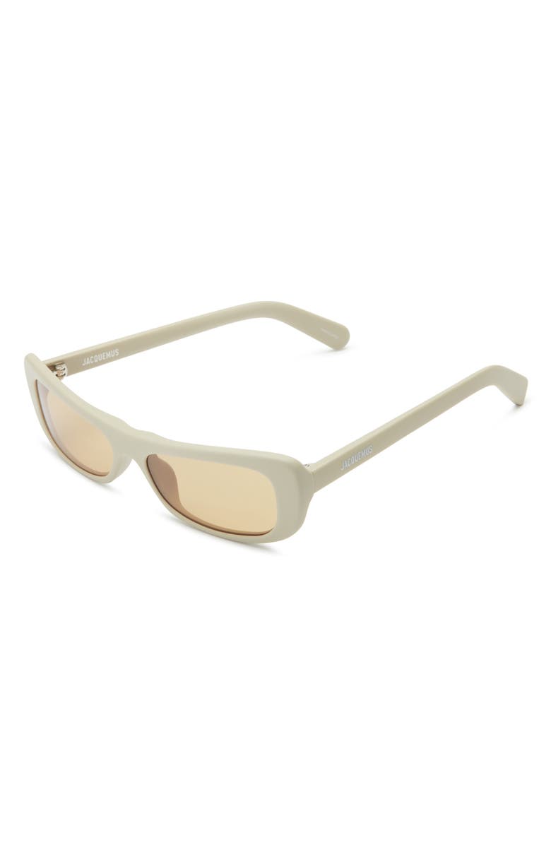 Jacquemus Capri Rectangular Sunglasses, Alternate, color, Matte Putty/ Silver