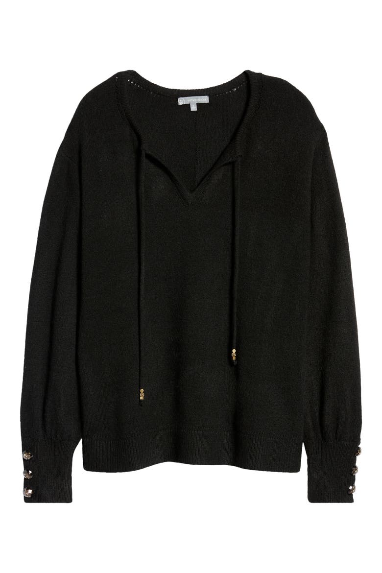 Tie Neck Sweater, Alternate, color, BK-BLACK