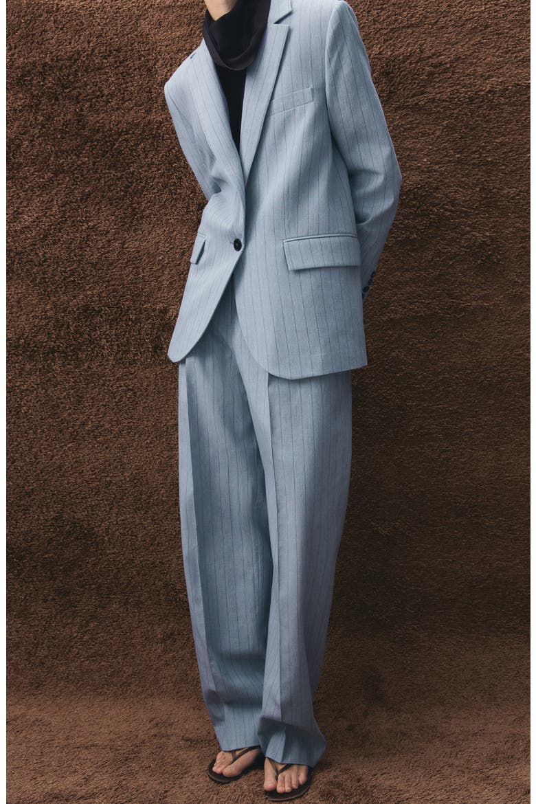 Pinstripe Suit Blazer, Alternate, color, BLUE