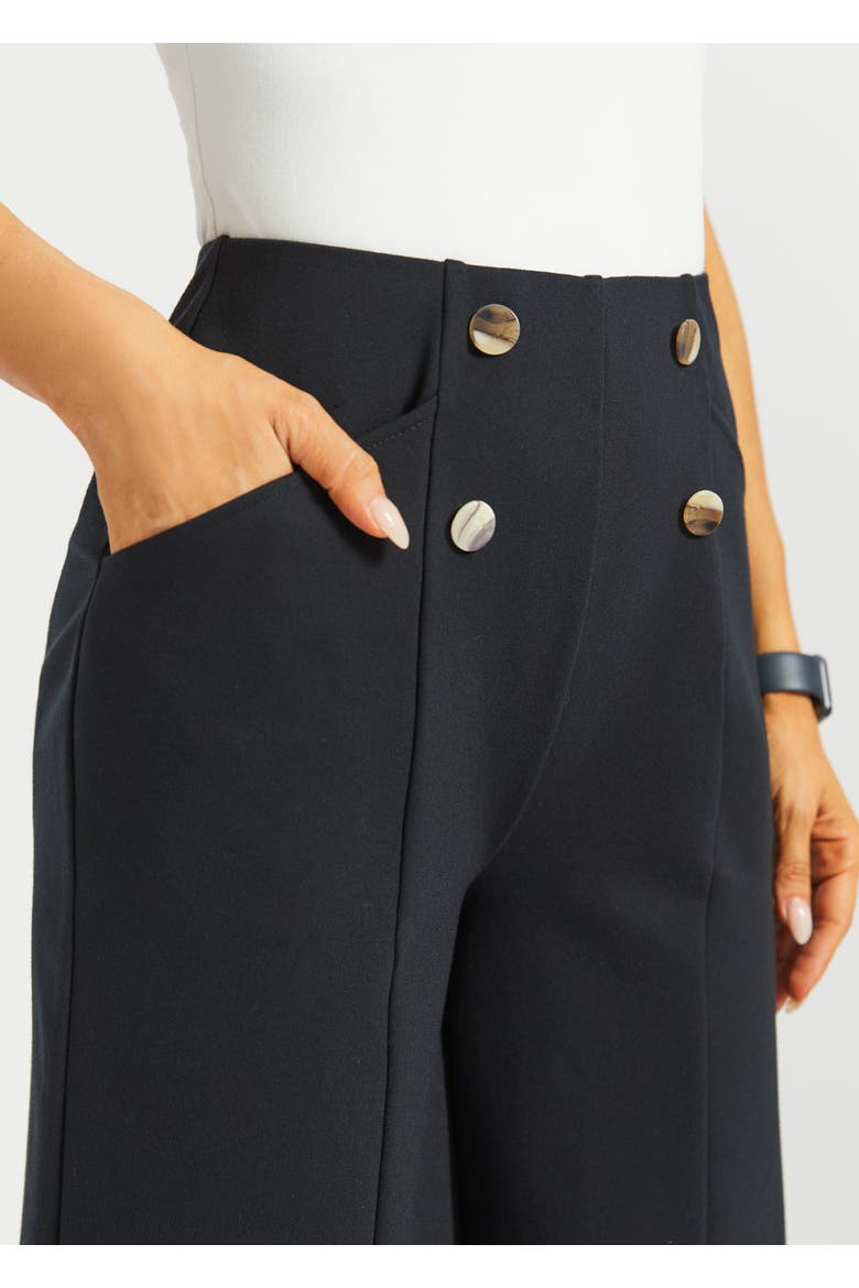 Atlantic Wide Leg Bermuda Shorts Stretch Ponte, Alternate, color, Black