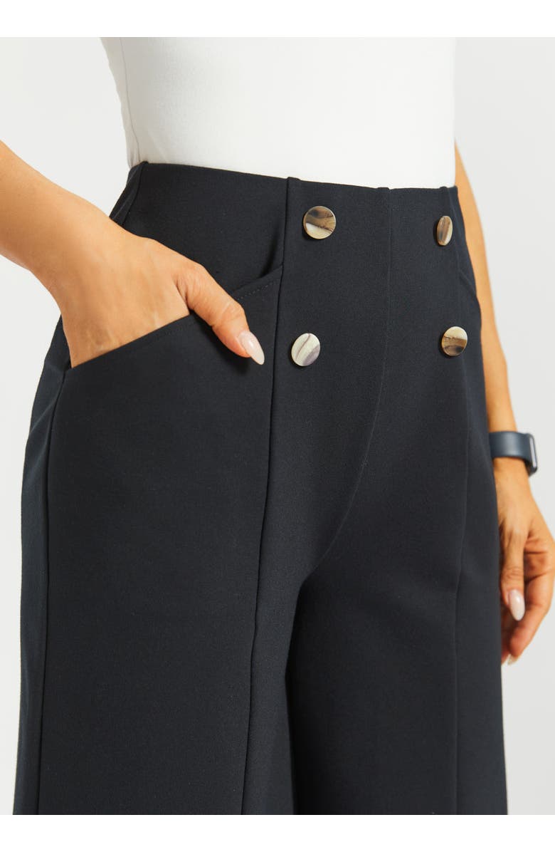 Betabrand Atlantic Wide Leg Bermuda Shorts Stretch Ponte, Alternate, color, Black