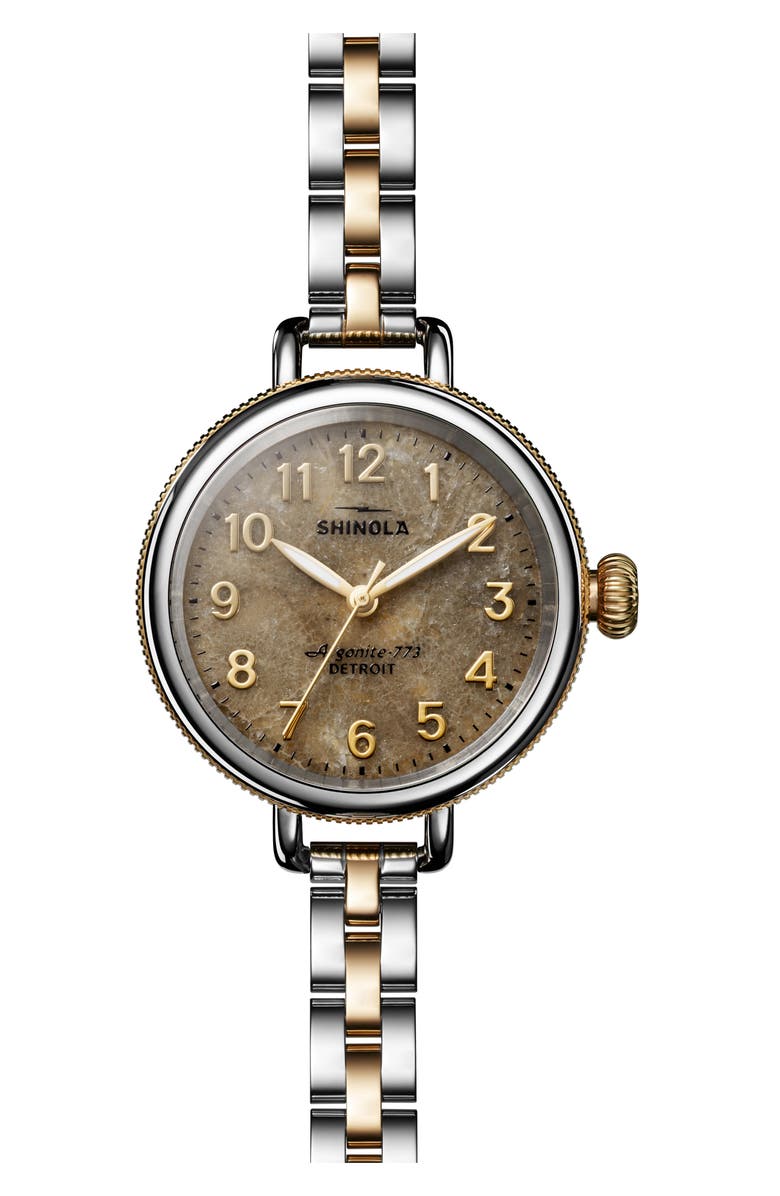 Shinola Birdy Petoskey Bracelet Watch, 34mm, Main, color, Petoskey