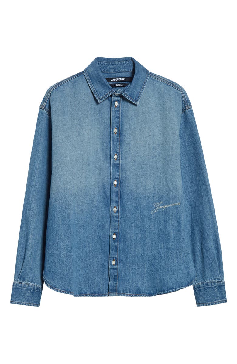 Jacquemus La Chemise de-Nîmes Simon Denim Button-Up Shirt, Main, color, Blue/ Tabac