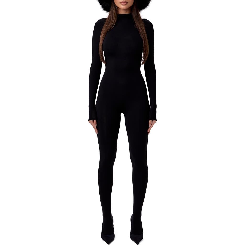 Naked Wardrobe Long Sleeve Closed Toe Jumpsuit In Black
