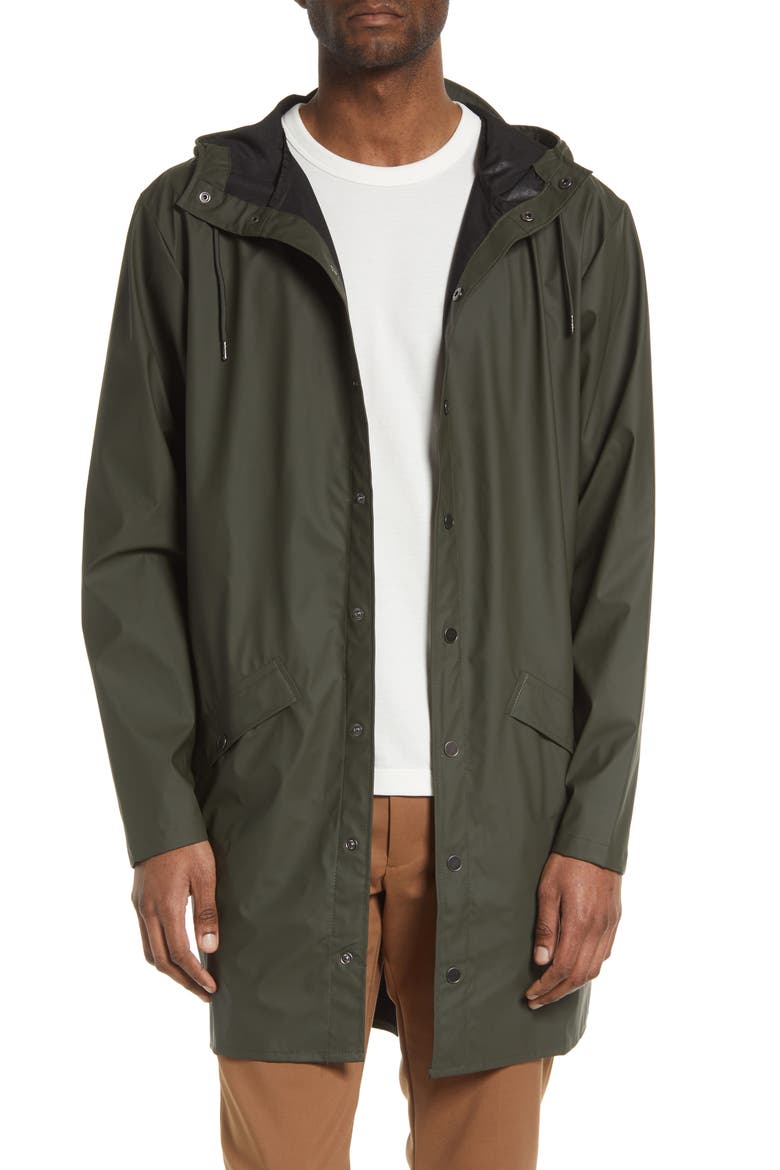 Waterproof Longline Jacket, Main, color, GREEN