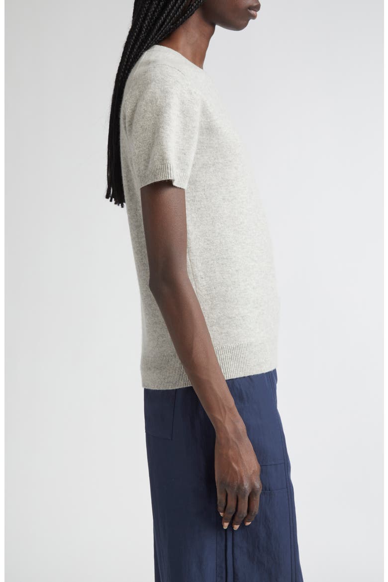 Short Sleeve Wool & Cashmere Sweater, Alternate, color, MEDIUM HEATHER GREY
