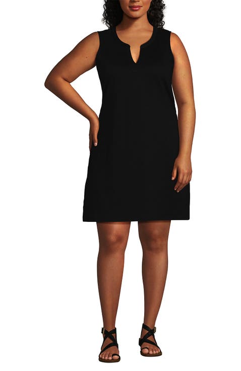 Plus Size Cotton Jersey Notch Neck Dress