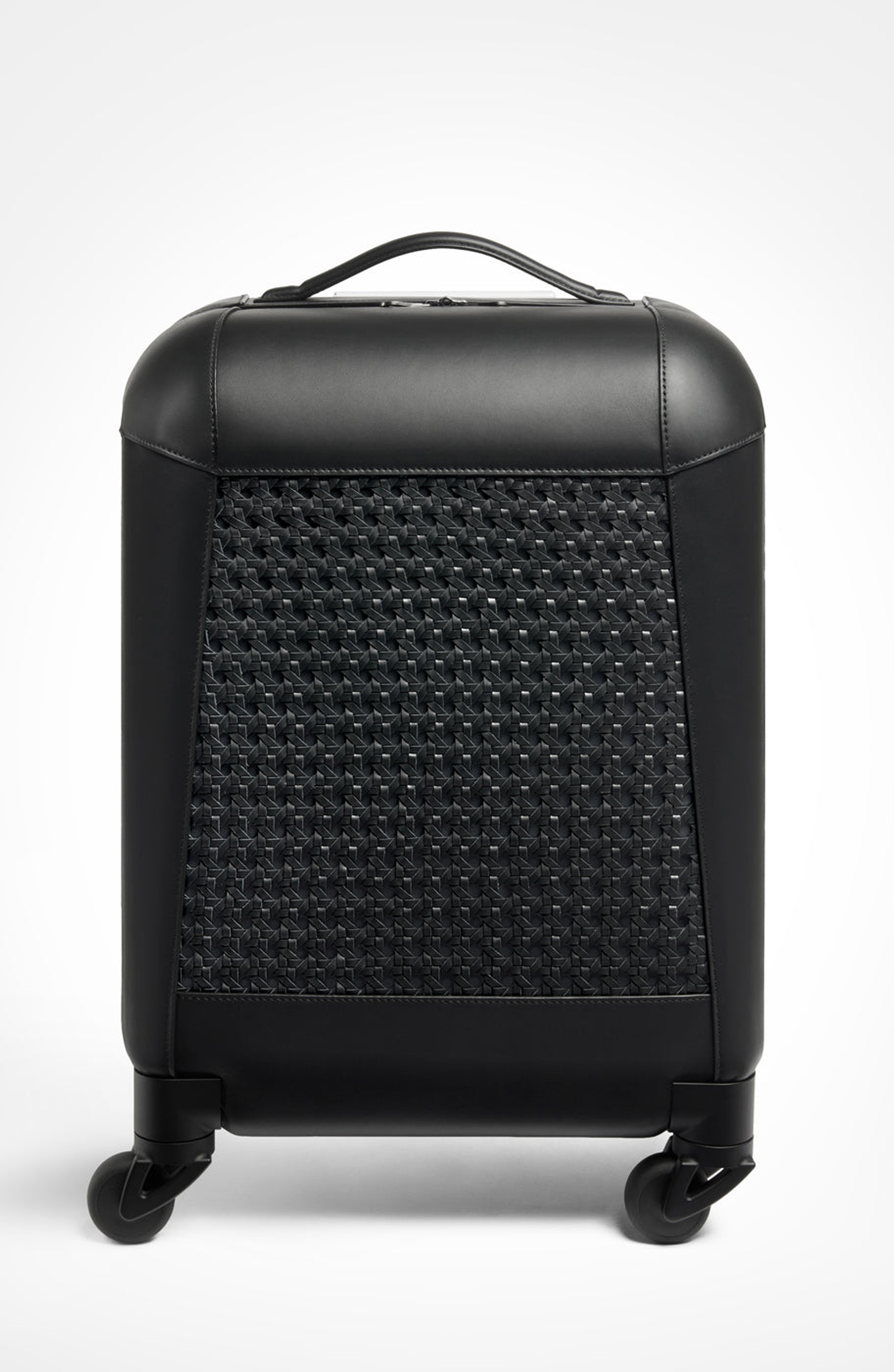 Aviteur Calfskin Lucite Handle Carry-on 19 Luggage, Main, color, Black / Palladium