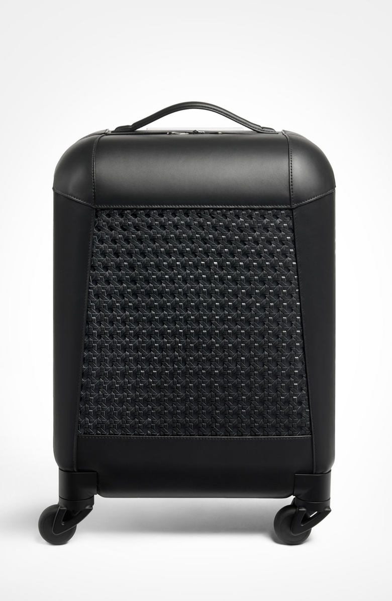 Aviteur Calfskin Lucite Handle Carry-on 19 Luggage, Main, color, Black / Palladium