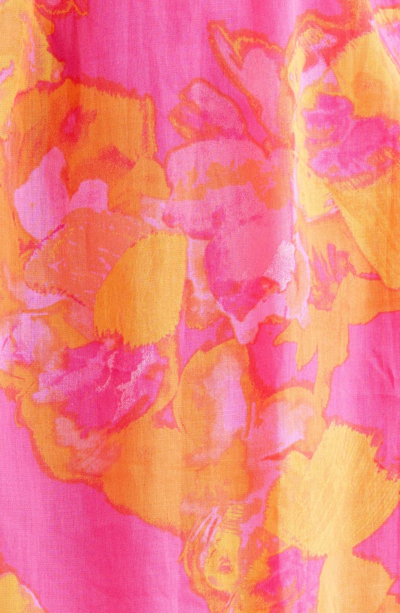 SUGARLIPS Elaris Floral Blissa Cotton Button-Up Midi Dress, Alternate, color, Fuchsia-Orange-Mul