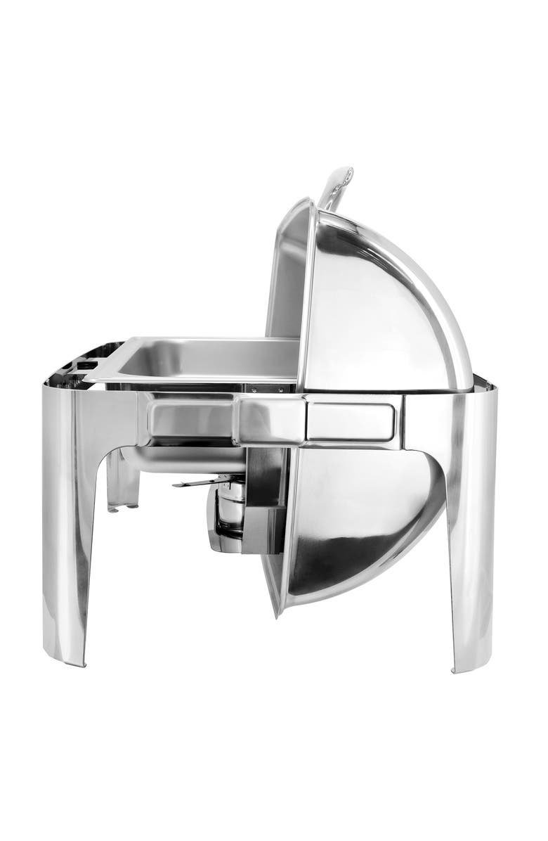 Megachef 9.5 Quart Oblong Roll Top Stainless Steel Professional Chafing Dish/Food Warmer/Buffet Server Serving Trays, Alternate, color, Silver