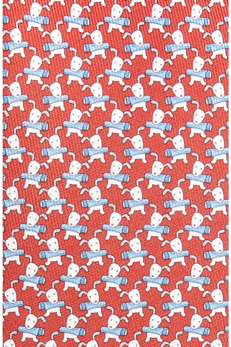 Salvatore Ferragamo Ottavio Dog Print Silk Tie, Alternate, color, RED