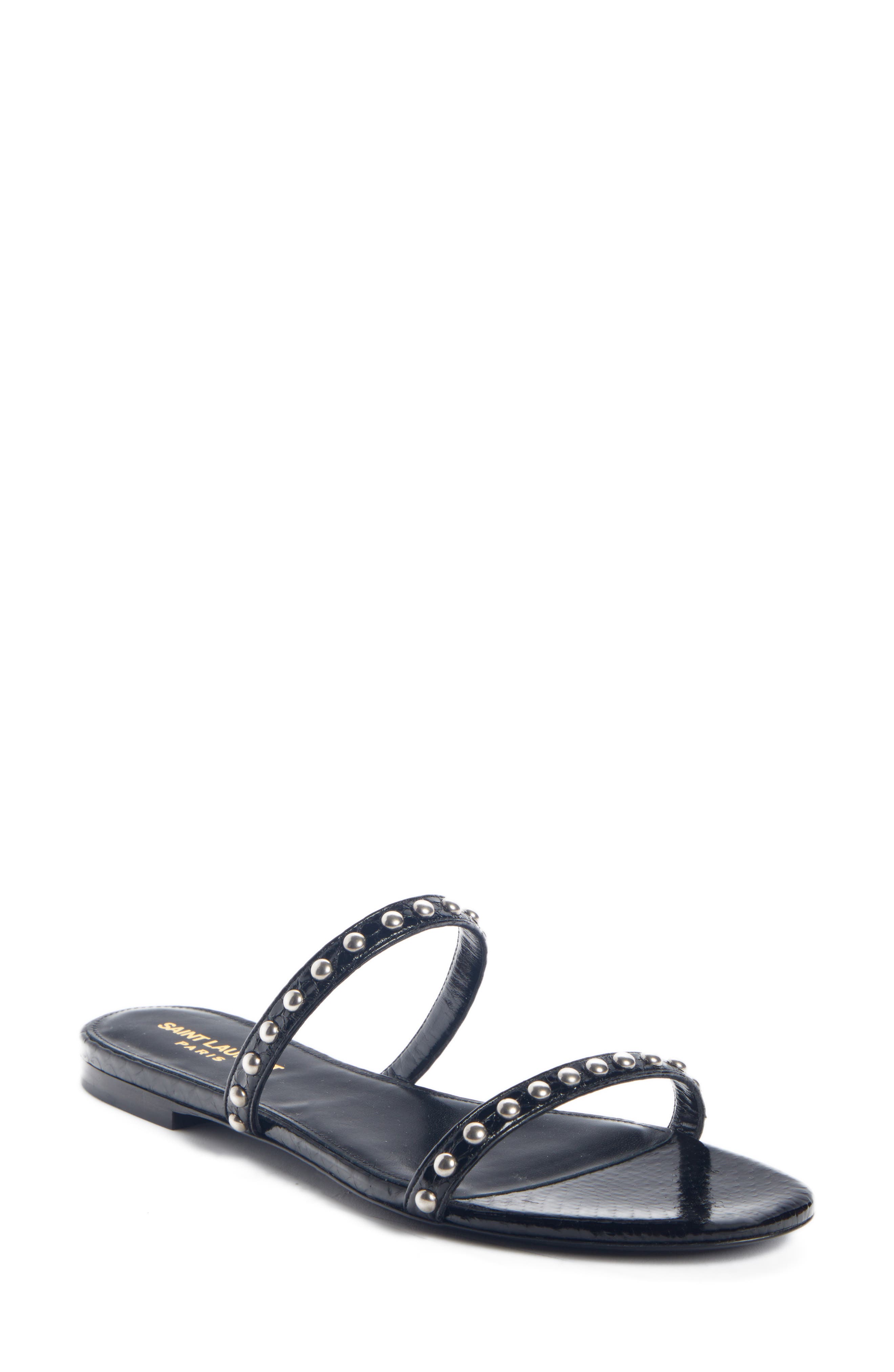 Saint Laurent Kiki Nu Pieds Studded Slide Sandal, Main, color, 