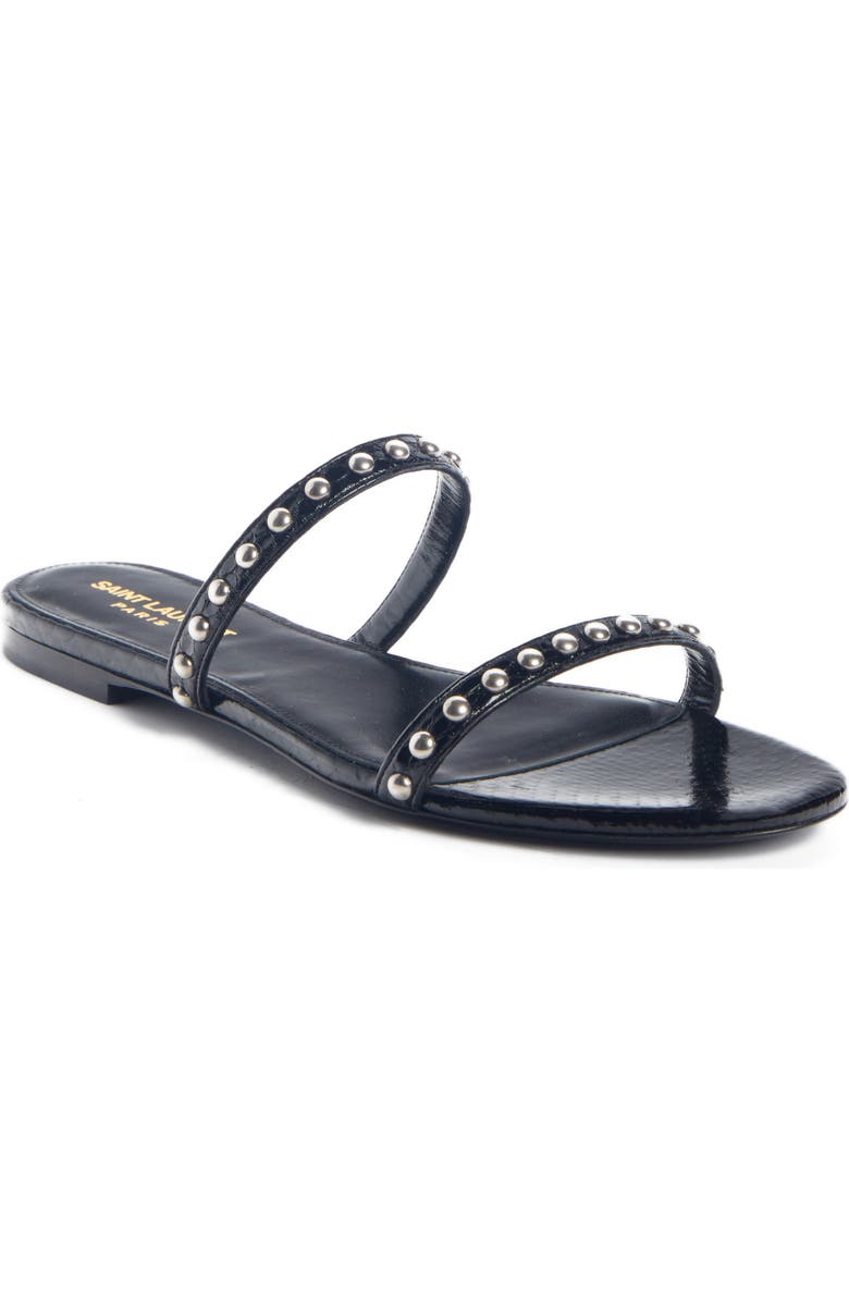 Saint Laurent Kiki Nu Pieds Studded Slide Sandal, Main, color,