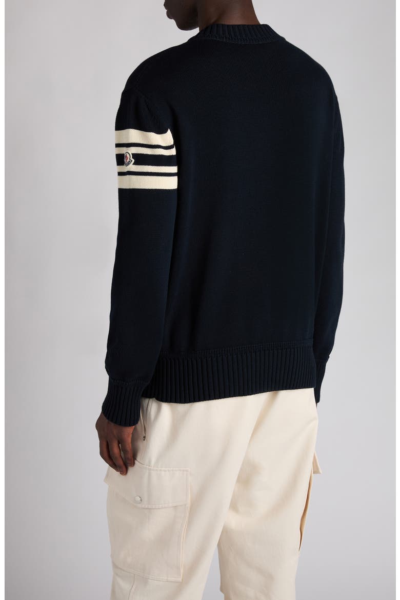 Logo Embellished Cotton Sweater, Alternate, color, OBSIDIAN BLUE