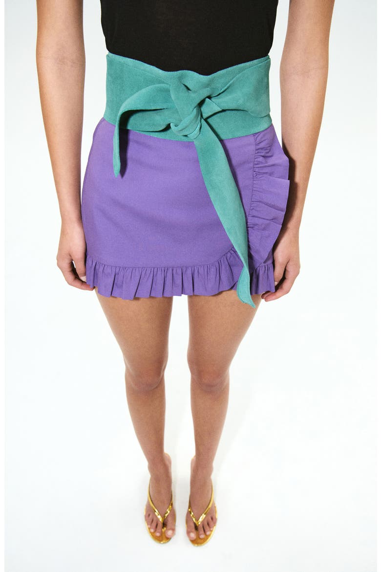 Starring Hailey Bieber Suede Cummerbund Belt, Alternate, color, TURQUOISE