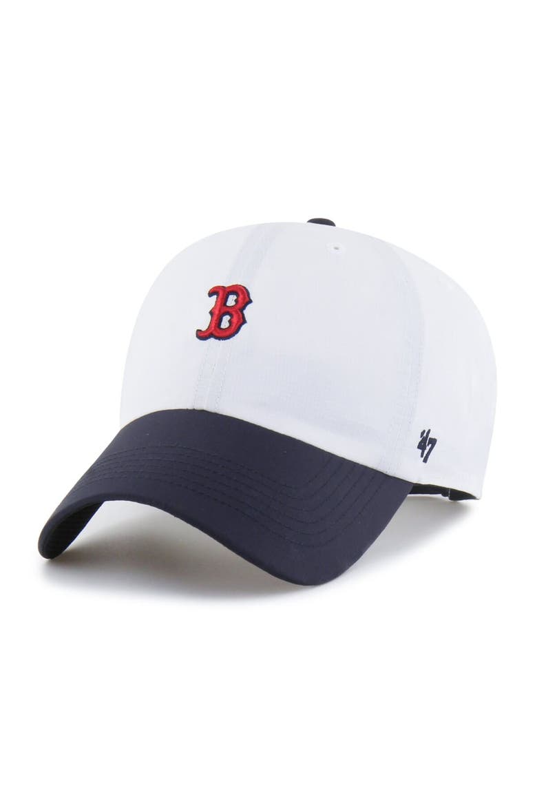 Men's '47 White/Navy Boston Red Sox Vista Mini Clean Up brrr° Adjustable Hat, Main, color, White
