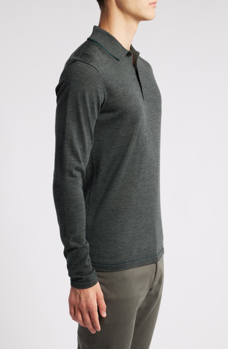 Robert Barakett Roman Long Sleeve Merino Wool Sweater Polo, Alternate, color, Olive