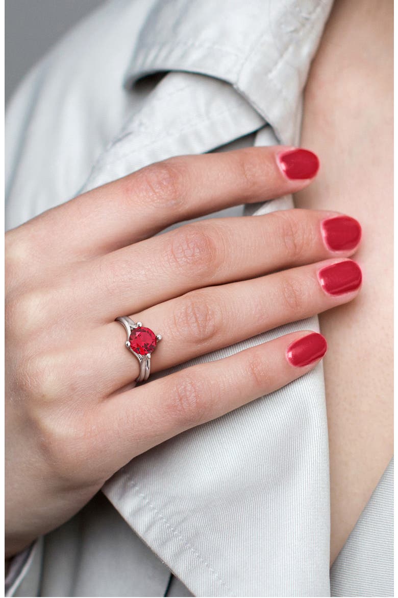 Created Ruby Solitaire Ring, Alternate, color, RED