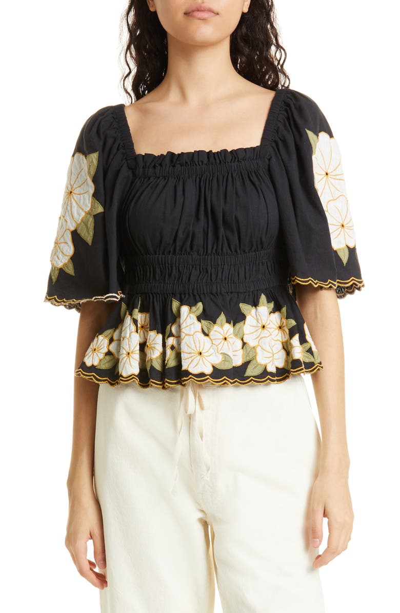 THE GREAT. The Wanderlust Smocked Top, Main, color,